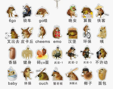 cheems狗周边钥匙扣柴犬亚克力沙雕搞怪...