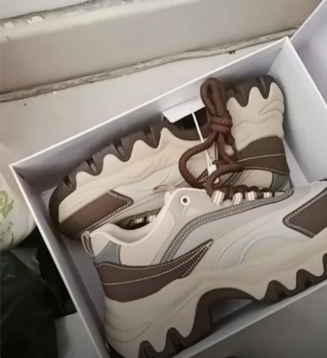 运动增高老爹鞋，轻便耐磨 卡其色 36码