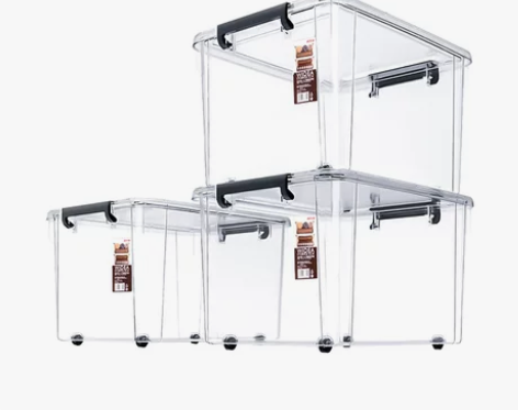 禧天龙透明收纳箱全透特大号带滑轮高透塑料整...