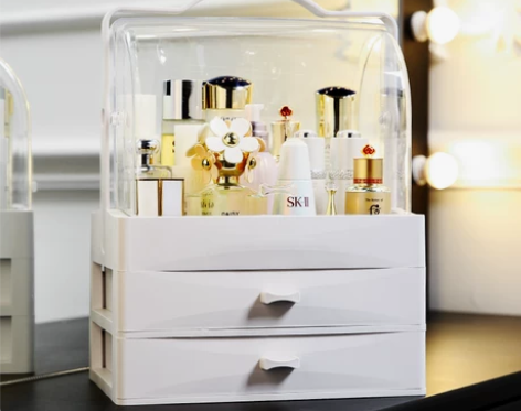 全新防尘化妆品收纳盒家用梳妆台桌面收纳盒 ...