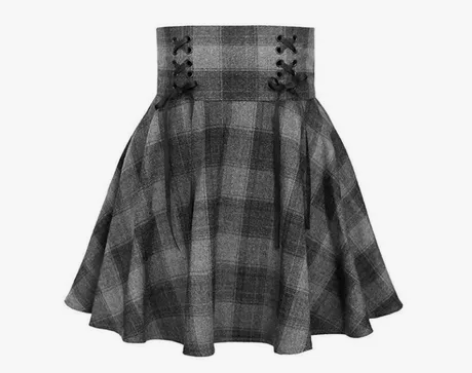 Ms XIDU 辣妹美式少女感深灰色格子高...