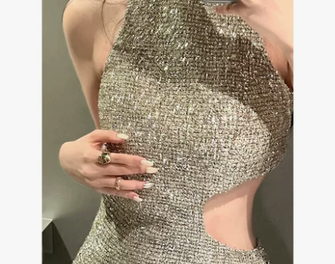 辣妹连衣裙气质缕空设计感2023年新款无袖...