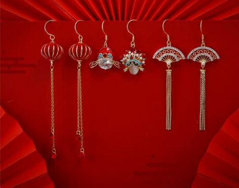 耳环京剧脸谱气质网红中国风品耳饰复古女20...