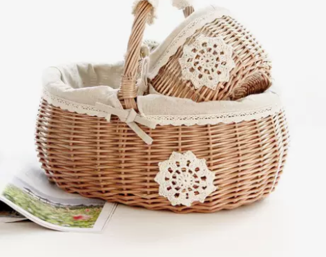 藤编收纳筐收纳篮购物篮小花篮礼品篮柳编水果...