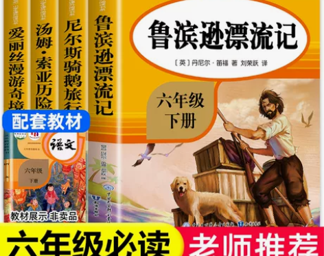 全套4册 六年级下册必读的课外书鲁滨逊漂流...