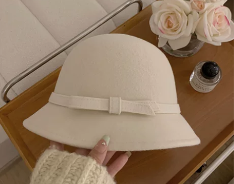 赫本风羊毛呢渔夫帽子女秋冬法式复古小香风盆...