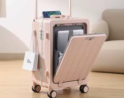 MIYO前开盖行李箱女20寸宽拉杆登机旅行...