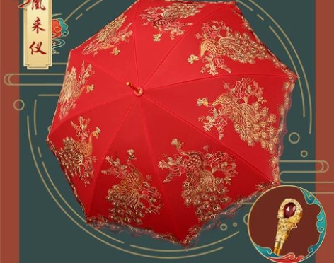 ?结婚红伞婚伞新娘伞婚庆中式出门红色婚礼伞...