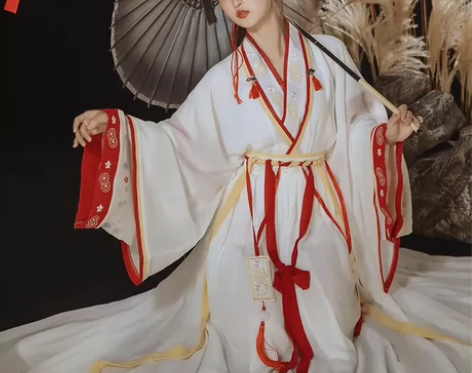 ?九曲阑珊原创灼华晋制汉服女直领交窬裙春夏...