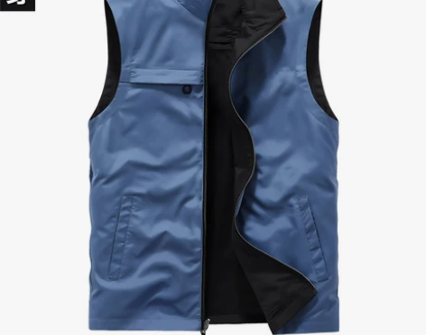 工装定制背心春秋薄款坎肩双面穿马甲男宽松休...