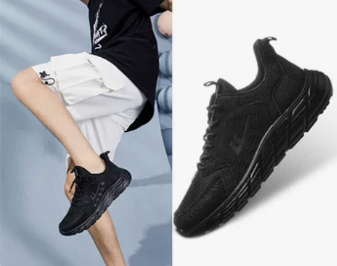 回力男鞋夏款纯黑色网面运动鞋男款夏季透气爸...