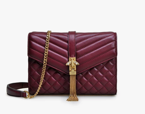 Fion/菲安妮羊皮女包 时尚流苏婚包斜挎...