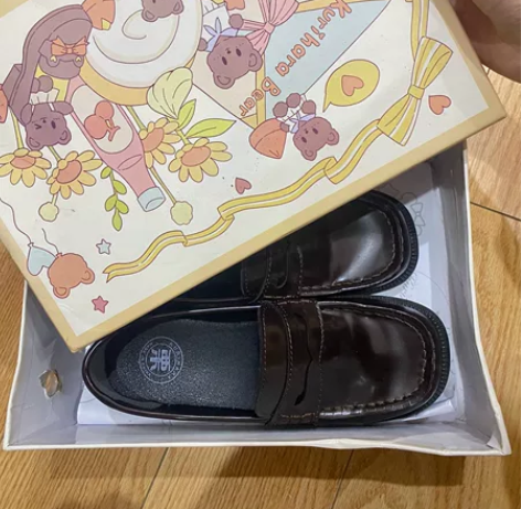 栗原熊 小方熊现货 圆方头jk制服鞋高跟/...