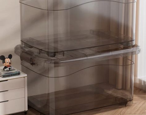 透明收纳箱家用塑料整理箱书本零食衣服大箱子...