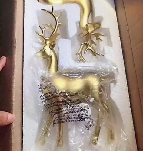 【库房升级】处理一对金色麋鹿装饰品客厅卧室...
