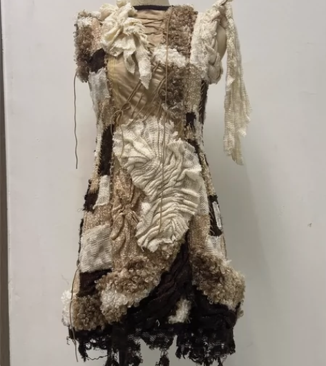 服装设计成衣一套 纯手工制作 编制抽褶 绳...