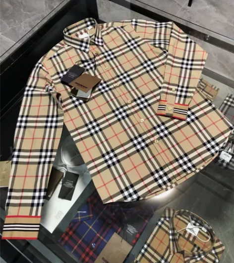 巴宝莉 Burberry格纹棉织带长袖衬衫...