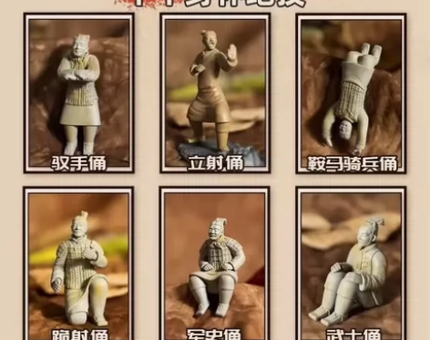 正版桌上博物馆迷你兵马俑搞笑系列考古盲盒国...