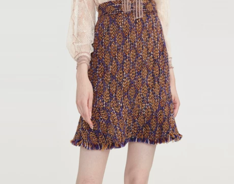 ?包邮 LILY新款女装小香风提花格纹荷叶...