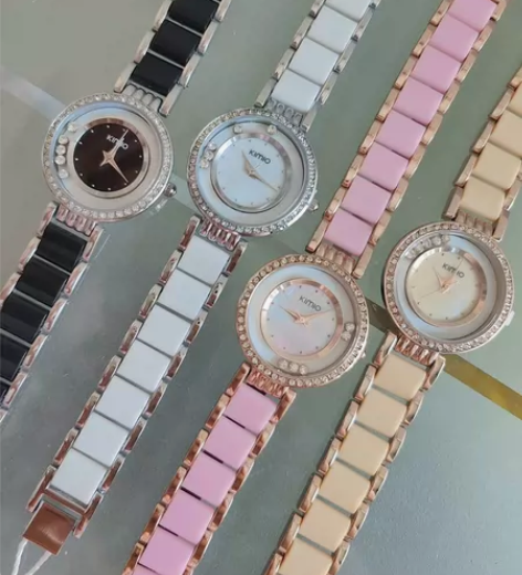 《捡漏》金米欧手链表女镶水钻仿陶瓷手链表方...