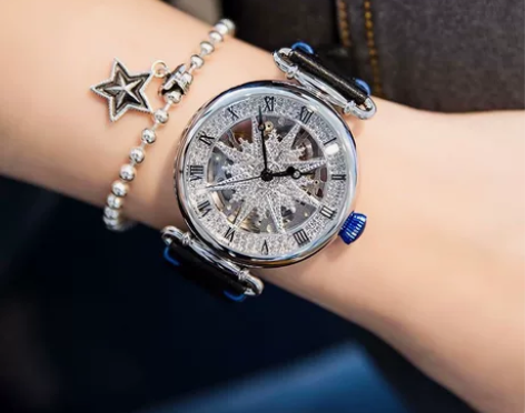 Davena小金穗机械手表女士轻奢高档镂空...