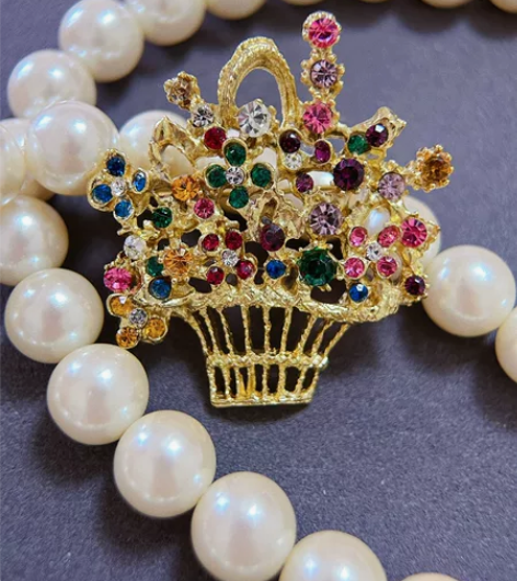 #vintage 中古首饰 未打标彩色水晶...