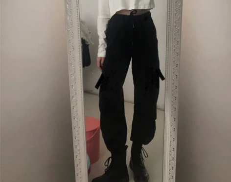 cargo工装裤女夏季薄款显瘦直筒束脚宽松...