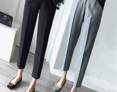 ?黑色西装裤女九分裤西裤灰色裤子小个子女裤...