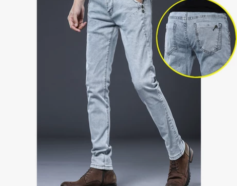 【返场价】秋冬季牛仔裤男修身小脚加绒休闲长...
