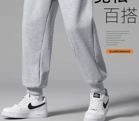 贵人鸟灰色裤子男士秋冬季新款加绒加厚休闲运...