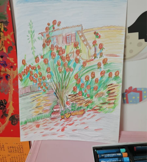 彩铅画16k卡纸玫瑰成品 满25元包邮，新...