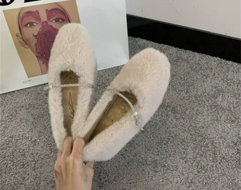 白色毛毛鞋女内增高冬季2020年新款外穿网...