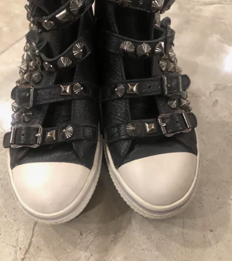 真皮内增高铆钉鞋女款36码！37的脚也可以...