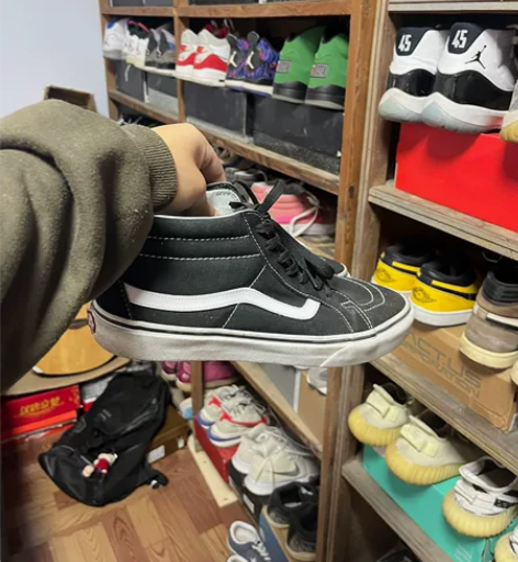 99新VANS范斯SK8-MID中帮黑白经...