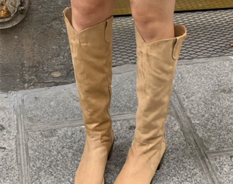 韩国东大门2022秋季新款尖头方跟复古套筒...