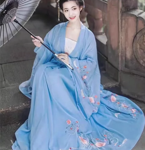 花小衣粉妆汉服女正品原创魏晋中国风大袖衫刺...