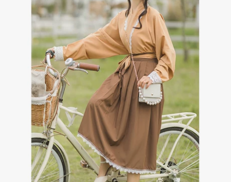 汉青月（风华正茂）宋制飞机袖百褶裙对襟短衫...