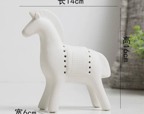 北欧创意陶瓷马摆件动物工艺品客厅酒柜装饰品...