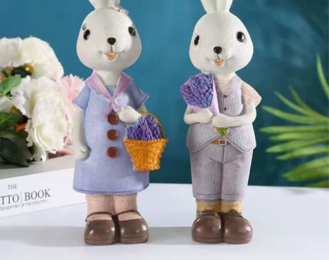 摆件情侣北欧创意萌萌兔树脂摆件品送男女朋友...