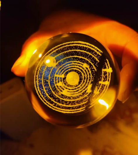 宇宙太阳系水晶球 治愈系小摆件 全新 灯光...
