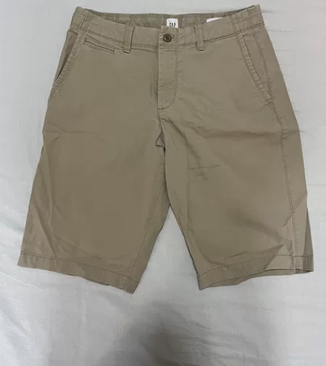 GAP 纯棉质感通勤卡其色短裤男 尺码17...