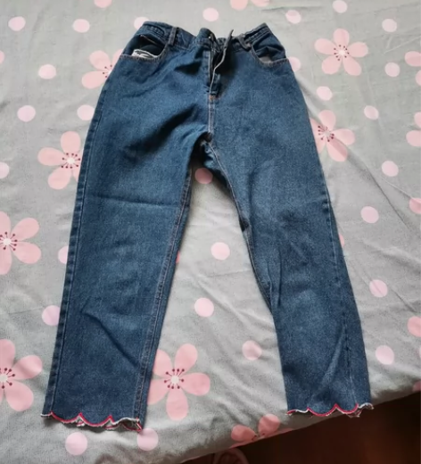 【付邮送2条裤一起】日系软妹百搭显瘦牛仔花...
