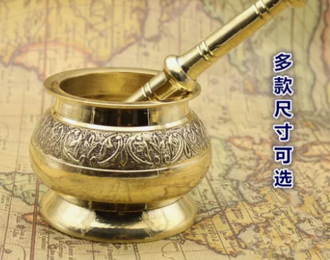 巴基斯坦黄铜捣蒜器压蒜器中药材捣药罐捣碎器...