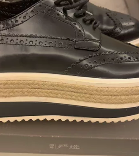 全新松糕鞋女鞋花纹款37码黑色，内增高，鞋...