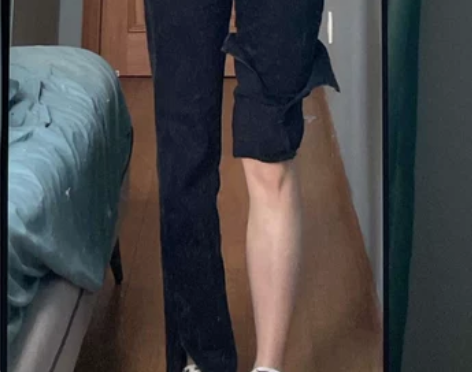 开叉牛仔裤女大码适合梨形身材胖mm妹妹微喇...