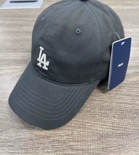 全新MLB棒球帽碳灰色小标LA道奇队帽子C...