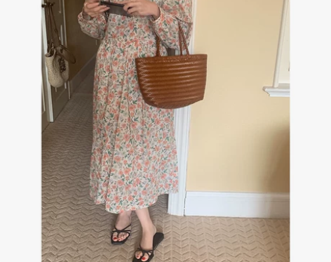 年糕不黏【特价清仓~】法式圆领泡泡袖碎花连...