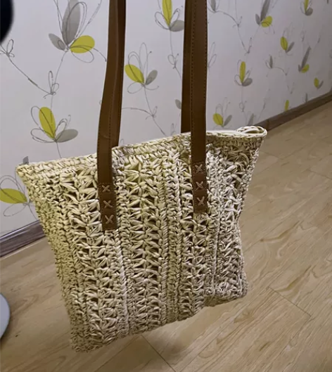 全新草编单肩女包，带拉链，尺寸是42厘米*...