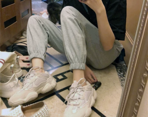 灰色运动裤女春2021新款韩版宽松束脚裤九...