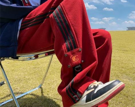 美式高街vibe加绒卫裤男秋冬款欧美hip...